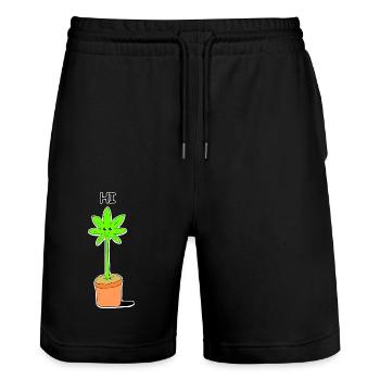 Niedliche Baby-Unkraut-Pflanze Hallo Hallo Lustige Schöne Karikatur - Stanley/Stella Unisex Bio Joggingshorts Trainer  - Schwarz - Vorne - Nik (191cm) & Marisol (170cm)