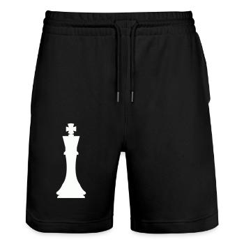 schachfigur könig - Stanley/Stella Unisex Bio Joggingshorts Trainer  - Schwarz - Vorne - Nik (191cm) & Marisol (170cm)