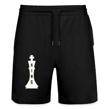 Schachfigur König - Stanley/Stella Unisex Bio Joggingshorts Trainer  - Schwarz - Vorne - Nik (191cm) & Marisol (170cm)
