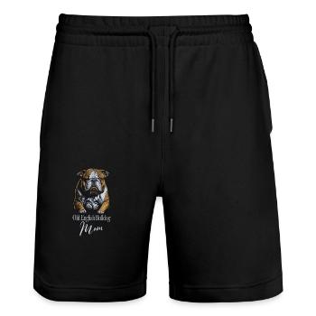 Old English Bulldog Mom - Stanley/Stella Trainer Unisex Organic Jogging Shorts - black - Front - Nik (191cm) & Marisol (170cm)