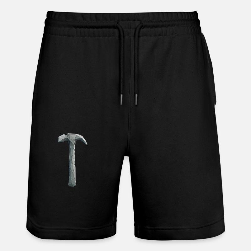 Low Poly Hammer - Artisan Tool - Stanley/Stella Trainer Unisex Organic Jogging Shorts - black
