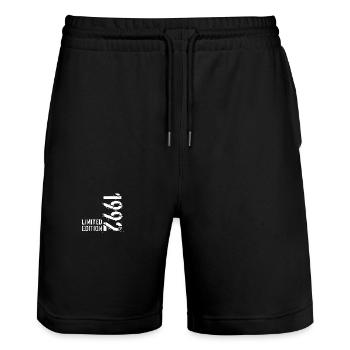 LIMITIERTE EDITION 1992 - Stanley/Stella Unisex Bio Joggingshorts Trainer  - Schwarz - Vorne - Nik (191cm) & Marisol (170cm)