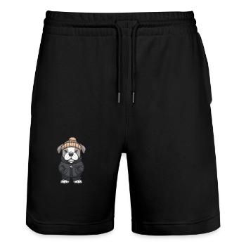 Dogo Argentino Dog Stylish - Stanley/Stella Trainer Unisex Organic Jogging Shorts - black - Front - Nik (191cm) & Marisol (170cm)