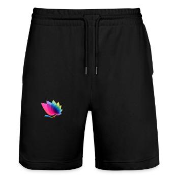 Abstrackt - Stanley/Stella Unisex Bio Joggingshorts Trainer  - Schwarz - Vorne - Nik (191cm) & Marisol (170cm)