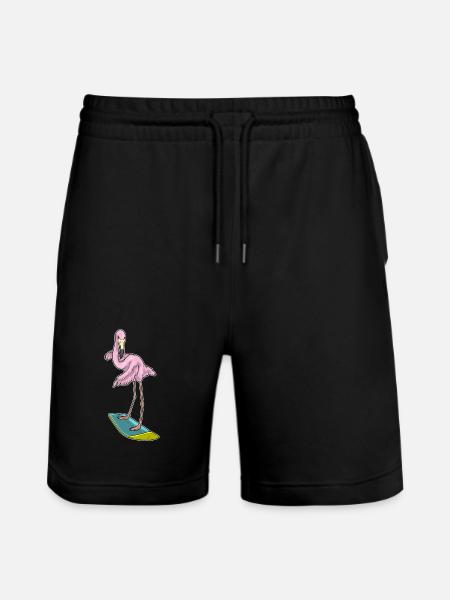 Flamingo Surfing Surfboard Summer - Stanley/Stella Trainer Unisex Organic Jogging Shorts - black