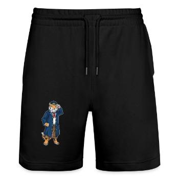 Tiger Seemann Seemannsmütze - Stanley/Stella Unisex Bio Joggingshorts Trainer  - Schwarz - Vorne - Nik (191cm) & Marisol (170cm)