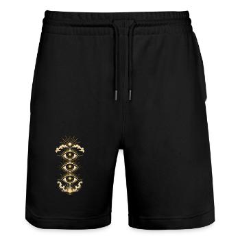 333 Innere Vision - Stanley/Stella Unisex Bio Joggingshorts Trainer  - Schwarz - Vorne - Nik (191cm) & Marisol (170cm)