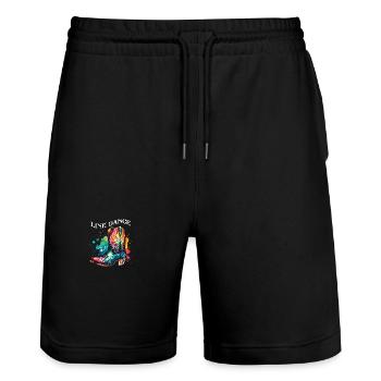 Line Dance meine Passion mein Glück - Stanley/Stella Unisex Bio Joggingshorts Trainer  - Schwarz - Vorne - Nik (191cm) & Marisol (170cm)