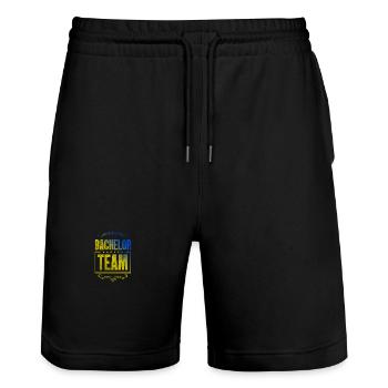 Bachelor Crew - Stanley/Stella Unisex Bio Joggingshorts Trainer  - Schwarz - Vorne - Nik (191cm) & Marisol (170cm)