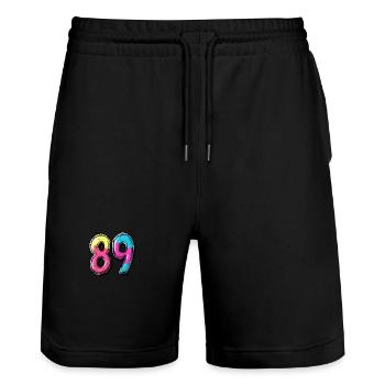 89 Number Comic - Stanley/Stella Trainer Unisex Organic Jogging Shorts - black - Front - Nik (191cm) & Marisol (170cm)