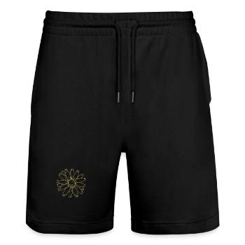 Illustrierte Designs Grüne Pracht mit Margerite - Stanley/Stella Unisex Bio Joggingshorts Trainer  - Schwarz - Vorne - Nik (191cm) & Marisol (170cm)