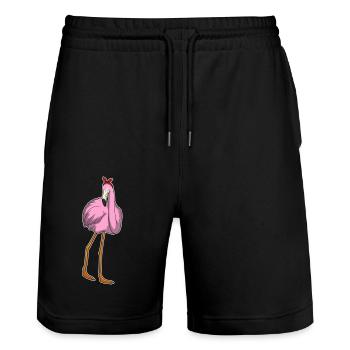 Bandana flamant rose - Short de jogging bio TRAINER Stanley/Stella unisexe - noir - Devant - Nik (191cm) & Marisol (170cm)