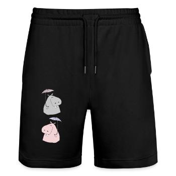 Mr. and Mrs. Nilpferd - Stanley/Stella Trainer Unisex Organic Jogging Shorts - black - Front - Nik (191cm) & Marisol (170cm)
