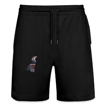 Frau mit Kleid - Stanley/Stella Unisex Bio Joggingshorts Trainer  - Schwarz - Vorne - Nik (191cm) & Marisol (170cm)