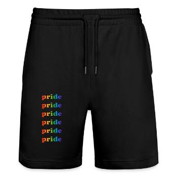 Pride Regenbogenfarben - Stanley/Stella Unisex Bio Joggingshorts Trainer  - Schwarz - Vorne - Nik (191cm) & Marisol (170cm)