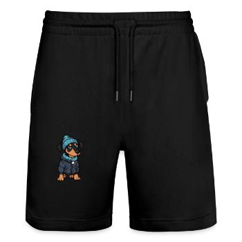 Doberman Dog Stylish - Stanley/Stella Trainer Unisex Organic Jogging Shorts - black - Front - Nik (191cm) & Marisol (170cm)