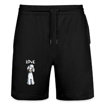 I Love Pudel - Stanley/Stella Unisex Bio Joggingshorts Trainer  - Schwarz - Vorne - Nik (191cm) & Marisol (170cm)