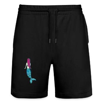 meerjungfrau - Stanley/Stella Unisex Bio Joggingshorts Trainer  - Schwarz - Vorne - Nik (191cm) & Marisol (170cm)
