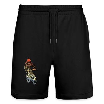 Vintage Mountain Biker Drawing - Stanley/Stella Trainer Unisex Organic Jogging Shorts - black - Front - Nik (191cm) & Marisol (170cm)