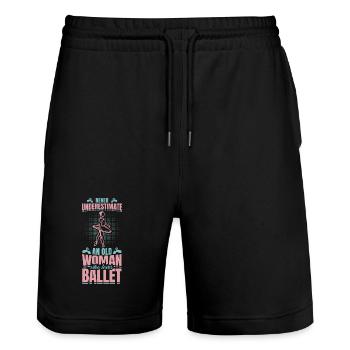Never Underestimate An Old Ballet Dancer - Stanley/Stella Trainer Unisex Organic Jogging Shorts - black - Front - Nik (191cm) & Marisol (170cm)
