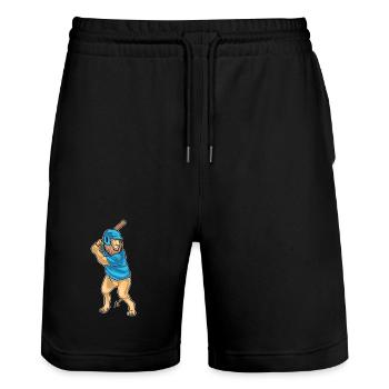 Lion Baseball Baseball Bat - Stanley/Stella Trainer Unisex Organic Jogging Shorts - black - Front - Nik (191cm) & Marisol (170cm)
