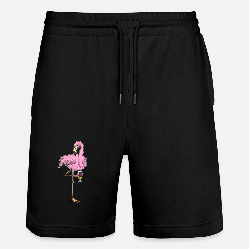 Flamingo Red Wine - Stanley/Stella Trainer Unisex Organic Jogging Shorts - black