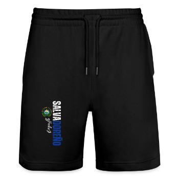 Fierté salvadorienne, design vertical - Short de jogging bio TRAINER Stanley/Stella unisexe - noir - Devant - Nik (191cm) & Marisol (170cm)