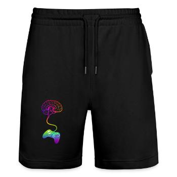 Gamer Gifts for Men and Women Game Gaming - Stanley/Stella Trainer Unisex Organic Jogging Shorts - black - Front - Nik (191cm) & Marisol (170cm)