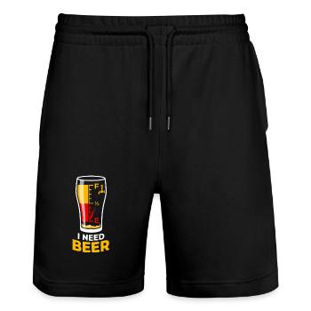 Ich brauche Bier Tankanzeige - I Need Beer - Stanley/Stella Unisex Bio Joggingshorts Trainer  - Schwarz - Vorne - Nik (191cm) & Marisol (170cm)