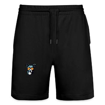 Border Collie Dog Head Portrait Cool - Stanley/Stella Trainer Unisex Organic Jogging Shorts - black - Front - Nik (191cm) & Marisol (170cm)