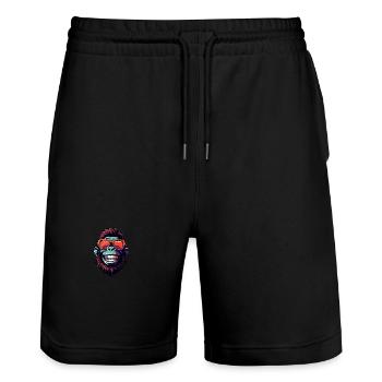 Gorilla Head Portrait Funny Party - Stanley/Stella Trainer Unisex Organic Jogging Shorts - black - Front - Nik (191cm) & Marisol (170cm)