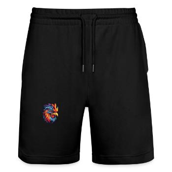 Hahn Porträt - Stanley/Stella Unisex Bio Joggingshorts Trainer  - Schwarz - Vorne - Nik (191cm) & Marisol (170cm)