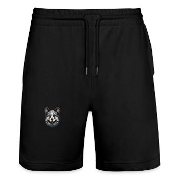 Border Collie Dog Portrait - Stanley/Stella Trainer Unisex Organic Jogging Shorts - black - Front - Nik (191cm) & Marisol (170cm)