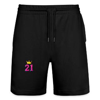 21 Numéro Jersey Couronne - Short de jogging bio TRAINER Stanley/Stella unisexe - noir - Devant - Nik (191cm) & Marisol (170cm)