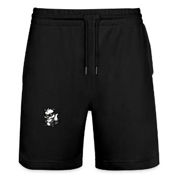 Stinktier Cool Tier - Stanley/Stella Unisex Bio Joggingshorts Trainer  - Schwarz - Vorne - Nik (191cm) & Marisol (170cm)