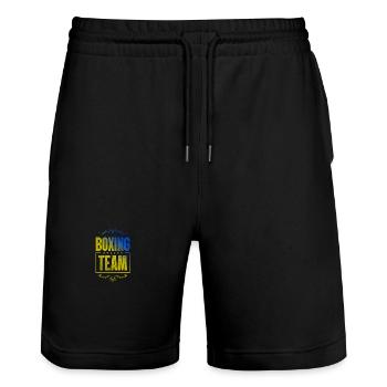 Boxing Crew - Stanley/Stella Trainer Unisex Organic Jogging Shorts - black - Front - Nik (191cm) & Marisol (170cm)