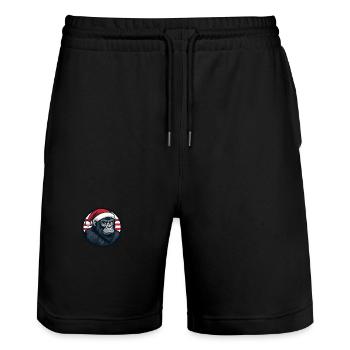 Gorilla Weihnachten Christmas - Stanley/Stella Trainer Unisex Organic Jogging Shorts - black - Front - Nik (191cm) & Marisol (170cm)