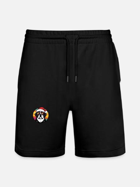Saint Bernard Dog Christmas Cool - Stanley/Stella Trainer Unisex Organic Jogging Shorts - black