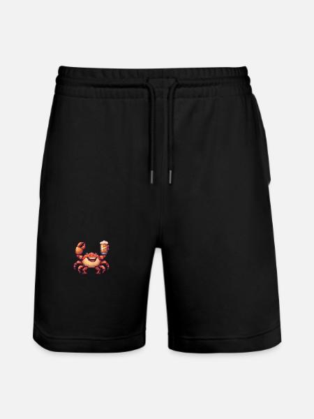 Crab Crab Beer Pixel - Stanley/Stella Trainer Unisex Organic Jogging Shorts - black