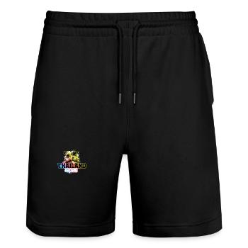 Thailand 2025 Palmen Bunt - Stanley/Stella Unisex Bio Joggingshorts Trainer  - Schwarz - Vorne - Nik (191cm) & Marisol (170cm)