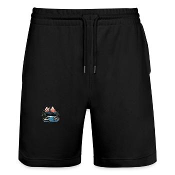 Berge Outdoor Landschaft - Stanley/Stella Unisex Bio Joggingshorts Trainer  - Schwarz - Vorne - Nik (191cm) & Marisol (170cm)