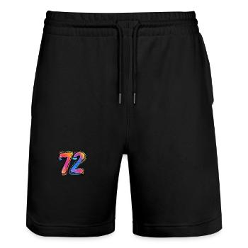 72 Zahl Comic - Stanley/Stella Unisex Bio Joggingshorts Trainer  - Schwarz - Vorne - Nik (191cm) & Marisol (170cm)