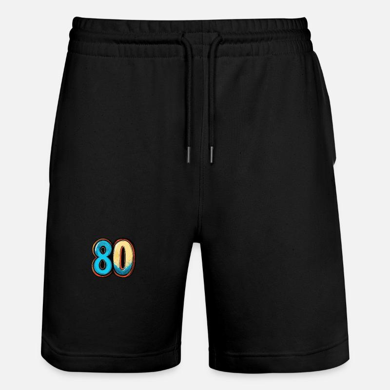 80 Zahl Comic - Stanley/Stella Unisex Bio Joggingshorts Trainer  - Schwarz