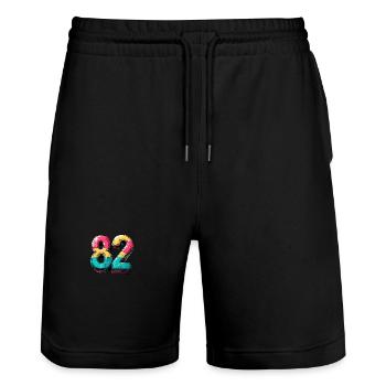 82 Zahl Comic - Stanley/Stella Unisex Bio Joggingshorts Trainer  - Schwarz - Vorne - Nik (191cm) & Marisol (170cm)