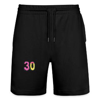 Bande dessinée à 30 numéros - Short de jogging bio TRAINER Stanley/Stella unisexe - noir - Devant - Nik (191cm) & Marisol (170cm)