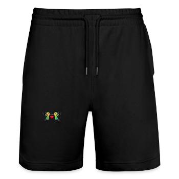 Hummingbird Bird Couple Heart - Stanley/Stella Trainer Unisex Organic Jogging Shorts - black - Front - Nik (191cm) & Marisol (170cm)