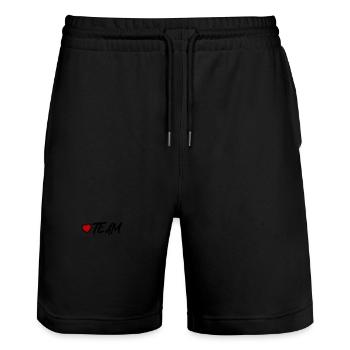 Team Herz - Stanley/Stella Unisex Bio Joggingshorts Trainer  - Schwarz - Vorne - Nik (191cm) & Marisol (170cm)