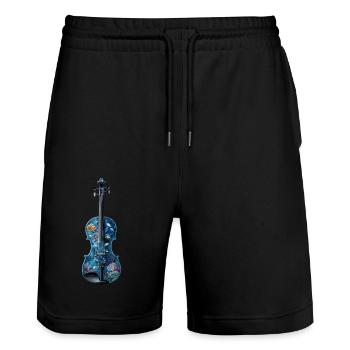 Fisch Violine - Stanley/Stella Unisex Bio Joggingshorts Trainer  - Schwarz - Vorne - Nik (191cm) & Marisol (170cm)