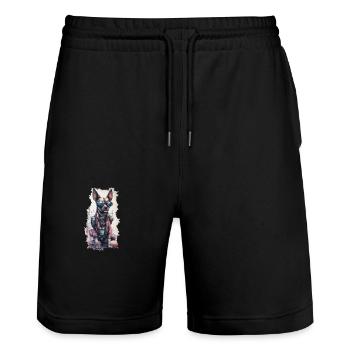 Megabyte Marauder // Cyberpunk Dog - Stanley/Stella Trainer Unisex Organic Jogging Shorts - black - Front - Nik (191cm) & Marisol (170cm)