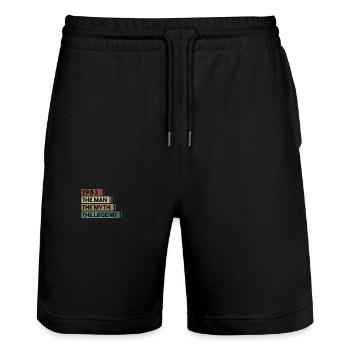 Birthday Born in 1983 Man Myth Legend - Stanley/Stella Trainer Unisex Organic Jogging Shorts - black - Front - Nik (191cm) & Marisol (170cm)